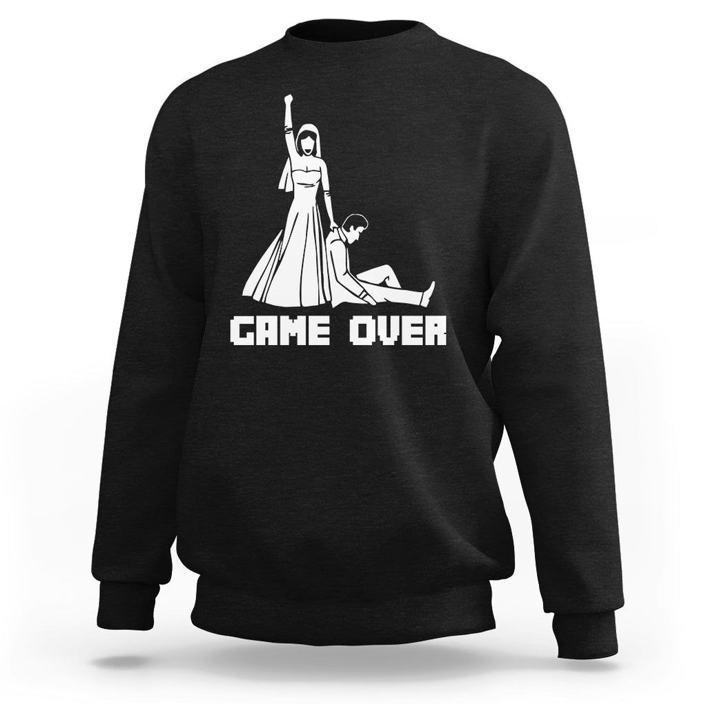 Bachelor Party Sweatshirt Game Over TS02 Black Printyourwear
