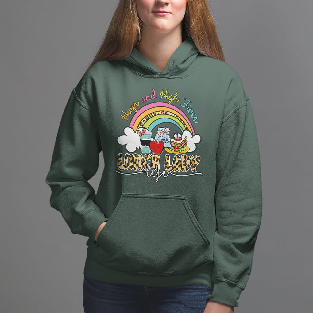 Back School Hugs & High Fives Lunch Lady Life Appreciation Hoodie TS02 Dark Forest Green Printyourwear