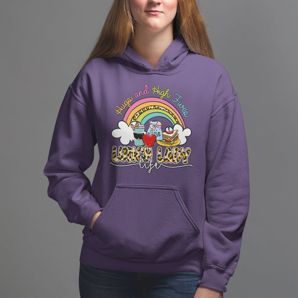 Back School Hugs & High Fives Lunch Lady Life Appreciation Hoodie TS02 Purple Printyourwear