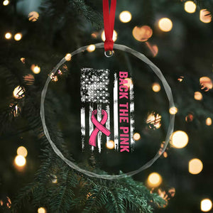 Back The Pink Ribbon Breast Cancer Awareness Crystal Glass Ornament American Flag TS10 Print Your Wear