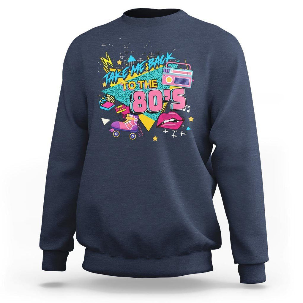 Back To 80s Sweatshirt Retro Vintage 80's Eighties Costume Party TS11 Navy Print Your Wear