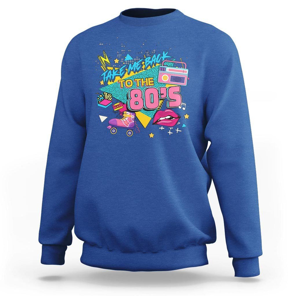 Back To 80s Sweatshirt Retro Vintage 80's Eighties Costume Party TS11 Royal Blue Print Your Wear