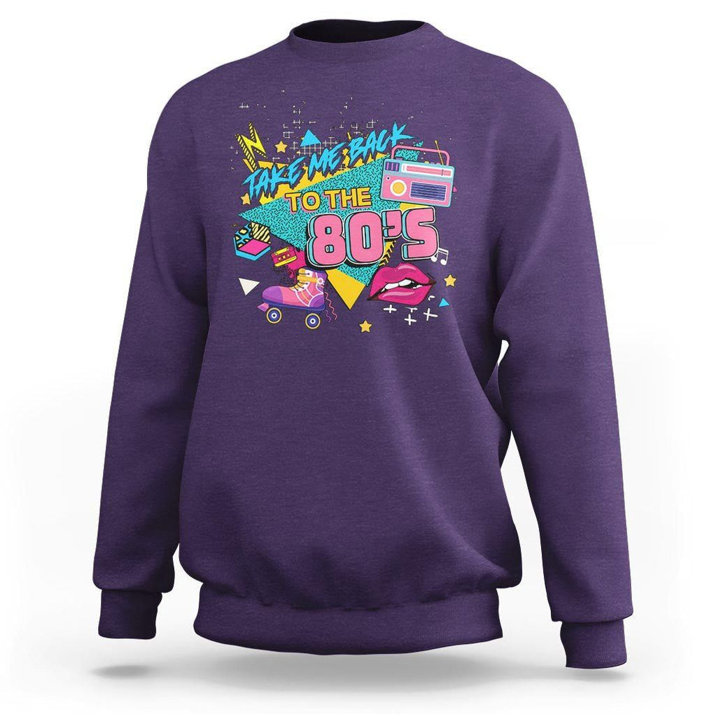 Back To 80s Sweatshirt Retro Vintage 80's Eighties Costume Party TS11 Purple Print Your Wear