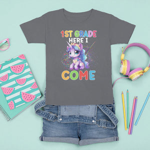 1st Grade Cute Unicorn T Shirt For Kid First Grade Here I Come Girls Squad TS02 Printyourwear