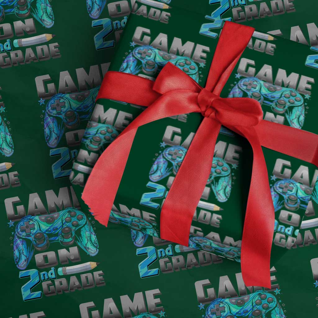 Back to School 2nd Grade Gamer Wrapping Paper Roll Boys Kids Back To School First Day TS10 Green Print Your Wear