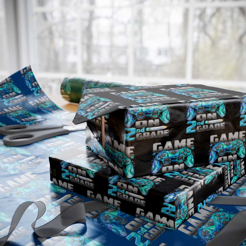 Back to School 2nd Grade Gamer Wrapping Paper Roll Boys Kids Back To School First Day TS10 Black Print Your Wear