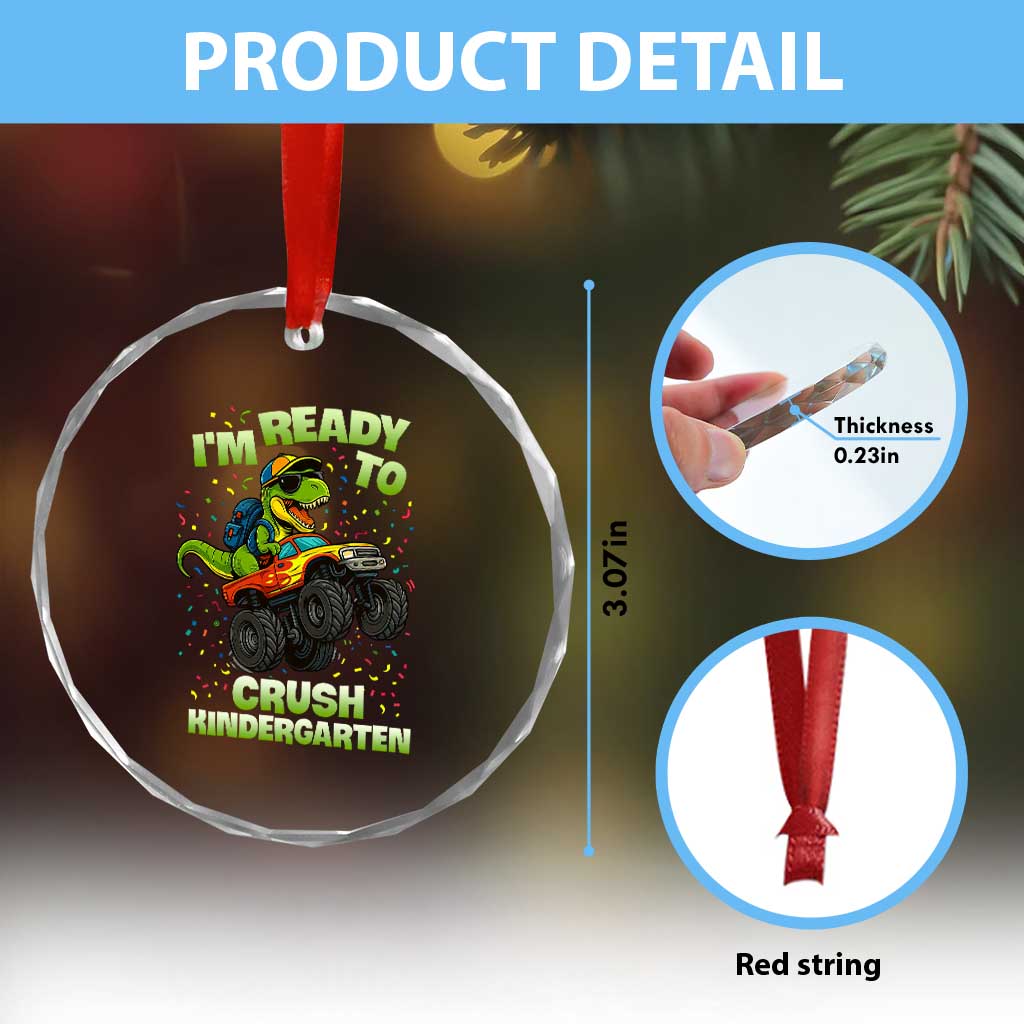 Back To School Boy Dinosaur Crystal Glass Ornament I Am Ready To Crush Kindergarten TS14 Print Your Wear