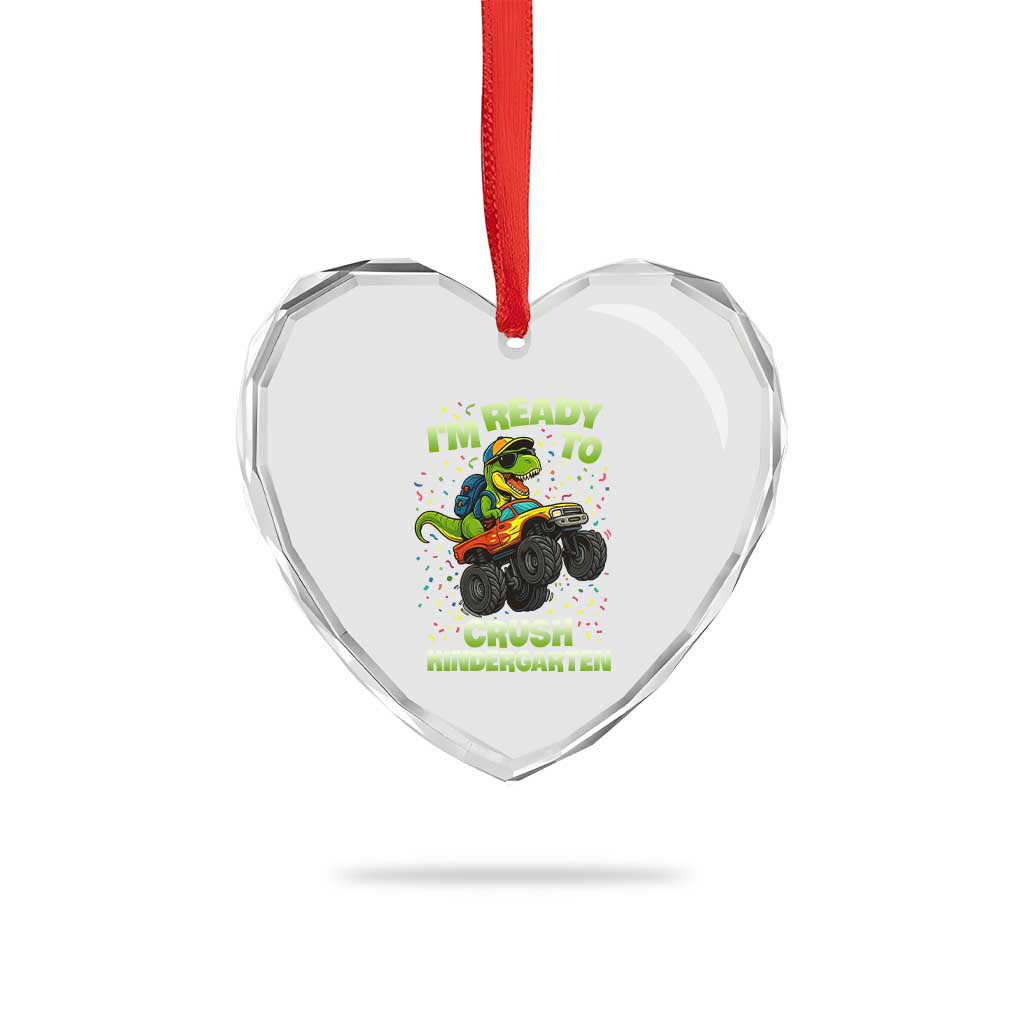Back To School Boy Dinosaur Heart Crystal Glass Ornament I Am Ready To Crush Kindergarten TS14 Print Your Wear