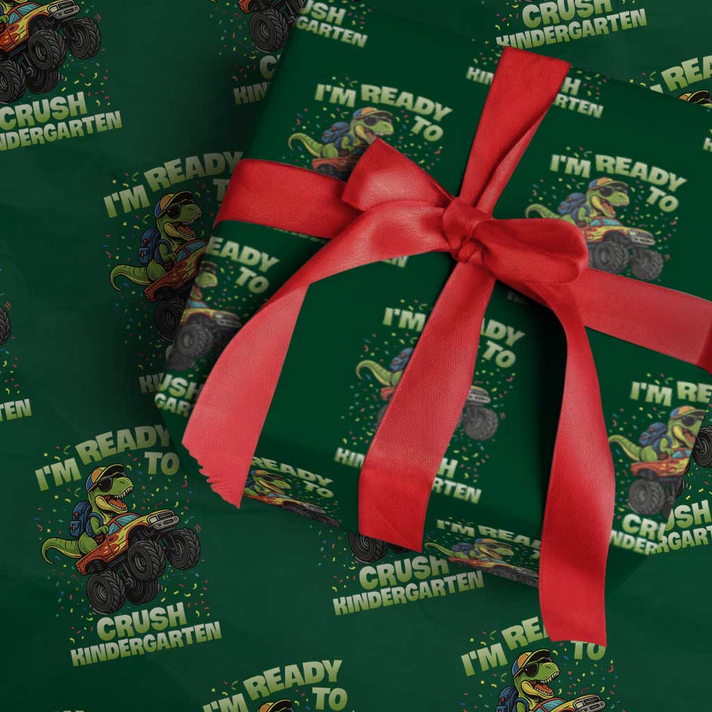 Back To School Boy Dinosaur Wrapping Paper Roll I Am Ready To Crush Kindergarten TS14 Green Print Your Wear