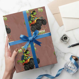 Back To School Boy Dinosaur Wrapping Paper Roll I Am Ready To Crush Kindergarten TS14 Mocha Print Your Wear