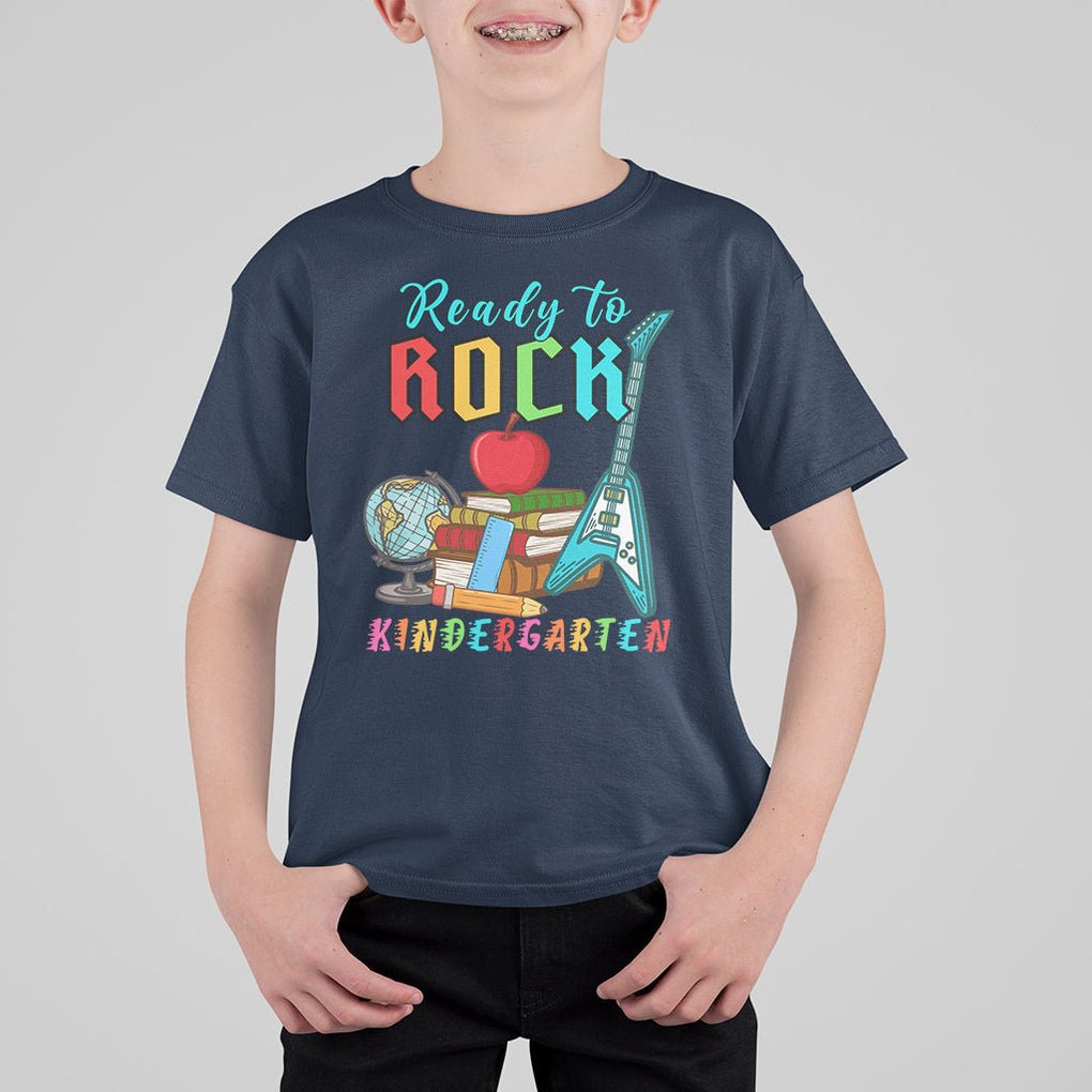 Ready To Rock Kindergarten T Shirt For Kid Guitar Boys Girls 1st Day Of School TS02 Navy Printyourwear