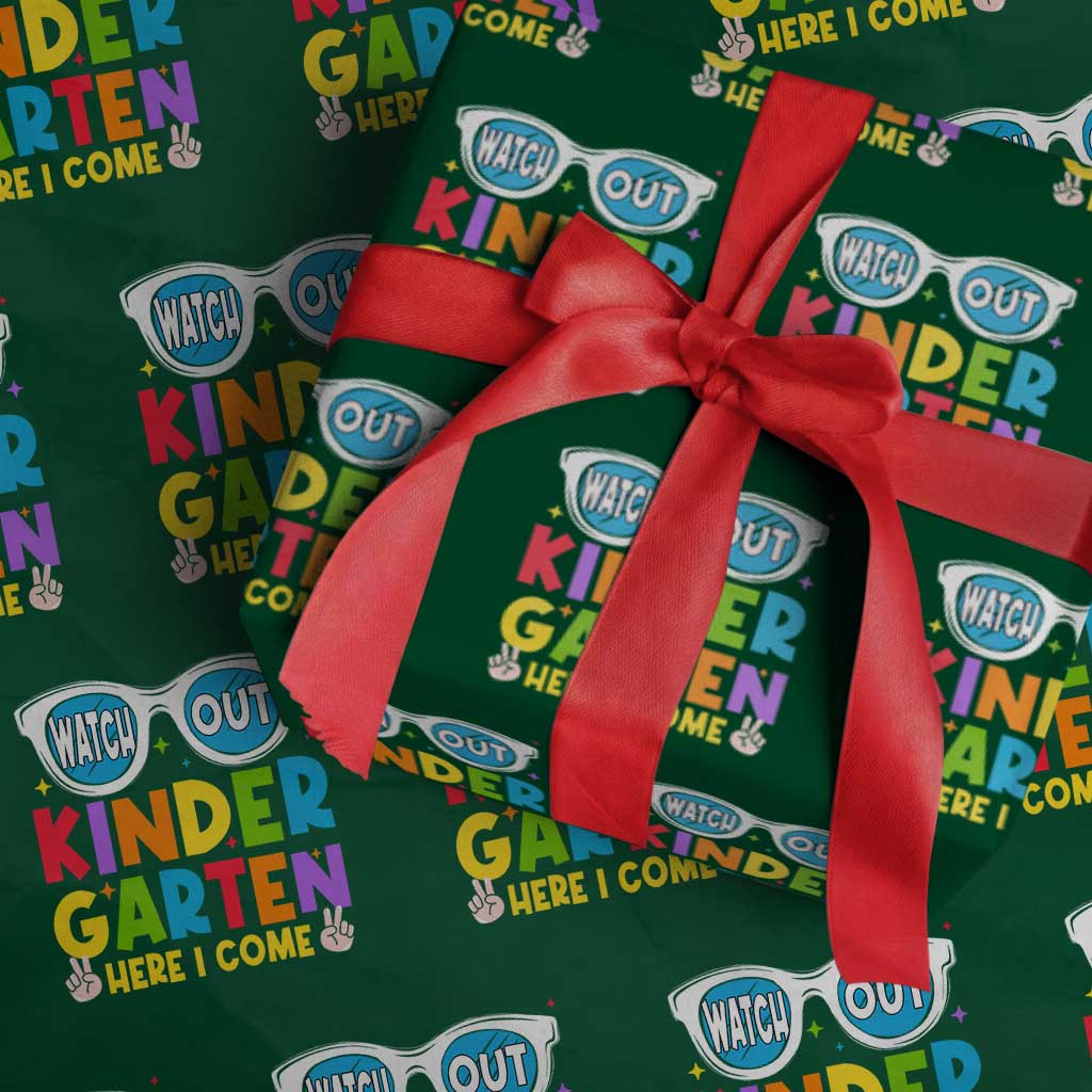 Back to School Kinder Wrapping Paper Roll Funny Kindergarten Teacher Team TS10 Green Print Your Wear