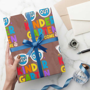 Back to School Kinder Wrapping Paper Roll Funny Kindergarten Teacher Team TS10 Mocha Print Your Wear