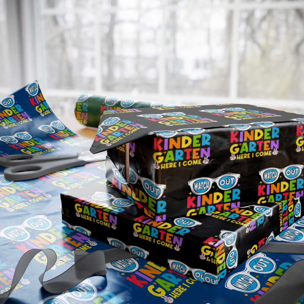 Back to School Kinder Wrapping Paper Roll Funny Kindergarten Teacher Team TS10 Black Print Your Wear