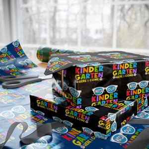 Back to School Kinder Wrapping Paper Roll Funny Kindergarten Teacher Team TS10 Black Print Your Wear