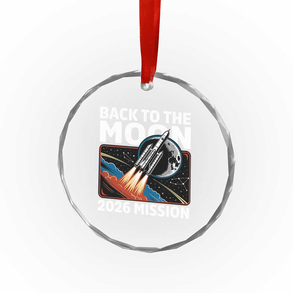Back to the Moon 2026 Mission Crystal Glass Ornament Retro Rocket Launch Lunar Orbit Space Enthusiasts TS02 Print Your Wear