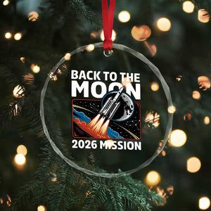 Back to the Moon 2026 Mission Crystal Glass Ornament Retro Rocket Launch Lunar Orbit Space Enthusiasts TS02 Print Your Wear