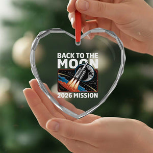 Back to the Moon 2026 Mission Heart Crystal Glass Ornament Retro Rocket Launch Lunar Orbit Space Enthusiasts TS02 Print Your Wear