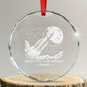 Back To The Moon Crystal Glass Ornament Space Exploration Moon Journey 2026 TS12 Transparent Glass 3'' Circle Print Your Wear