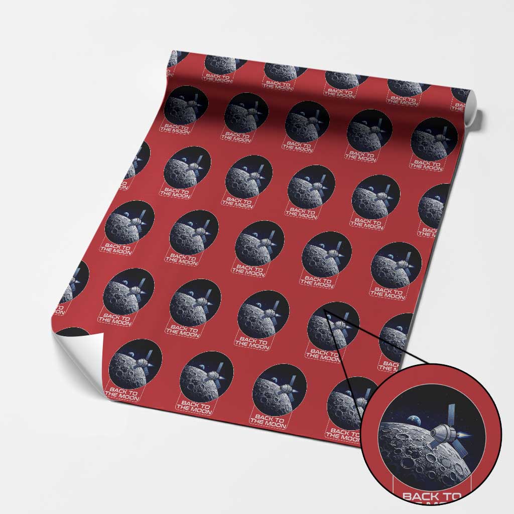 Back To The Moon Wrapping Paper Roll Lunar Mission Astronaut Space Lover TS12 Red Print Your Wear