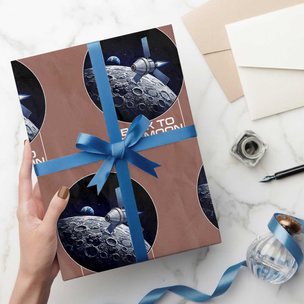 Back To The Moon Wrapping Paper Roll Lunar Mission Astronaut Space Lover TS12 Mocha Print Your Wear