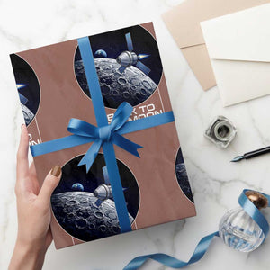 Back To The Moon Wrapping Paper Roll Lunar Mission Astronaut Space Lover TS12 Mocha Print Your Wear