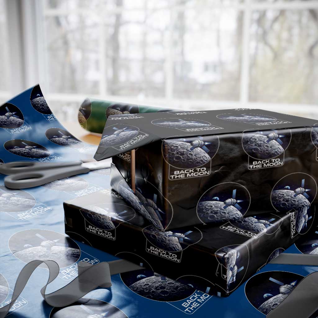 Back To The Moon Wrapping Paper Roll Lunar Mission Astronaut Space Lover TS12 Black Print Your Wear