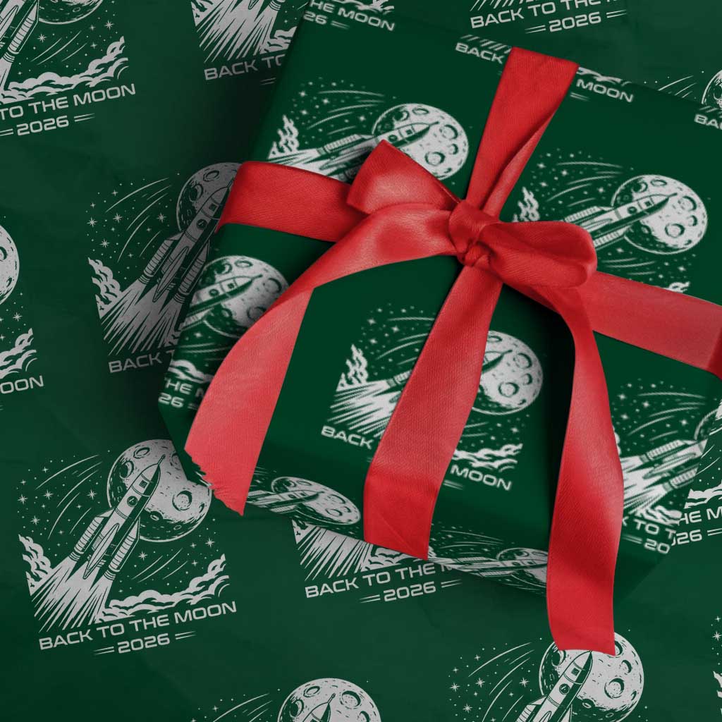 Back To The Moon Wrapping Paper Roll Space Exploration Moon Journey 2026 TS12 Green Print Your Wear