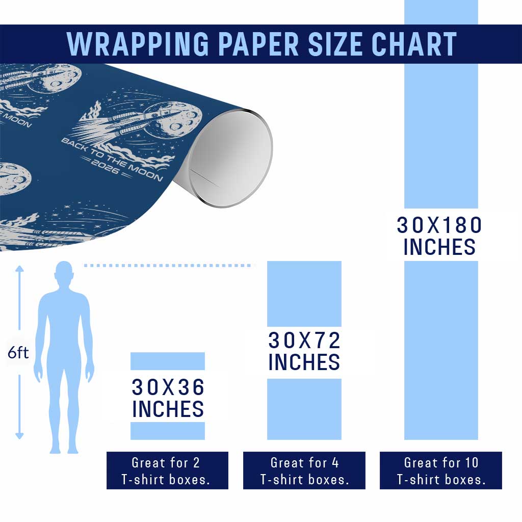 Back To The Moon Wrapping Paper Roll Space Exploration Moon Journey 2026 TS12 Print Your Wear