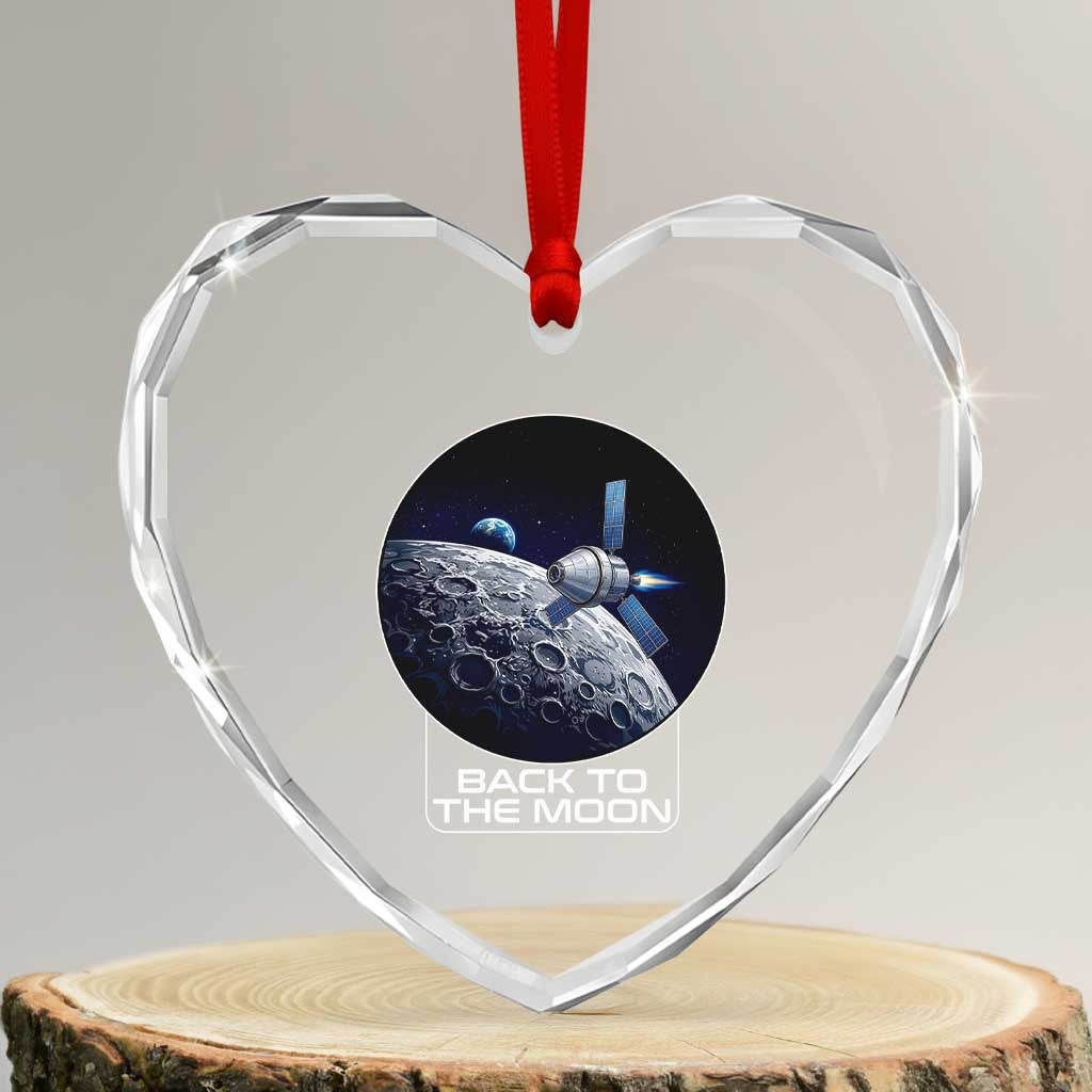 Back To The Moon Heart Crystal Glass Ornament Lunar Mission Astronaut Space Lover TS12 Transparent Glass 3'' Heart Print Your Wear