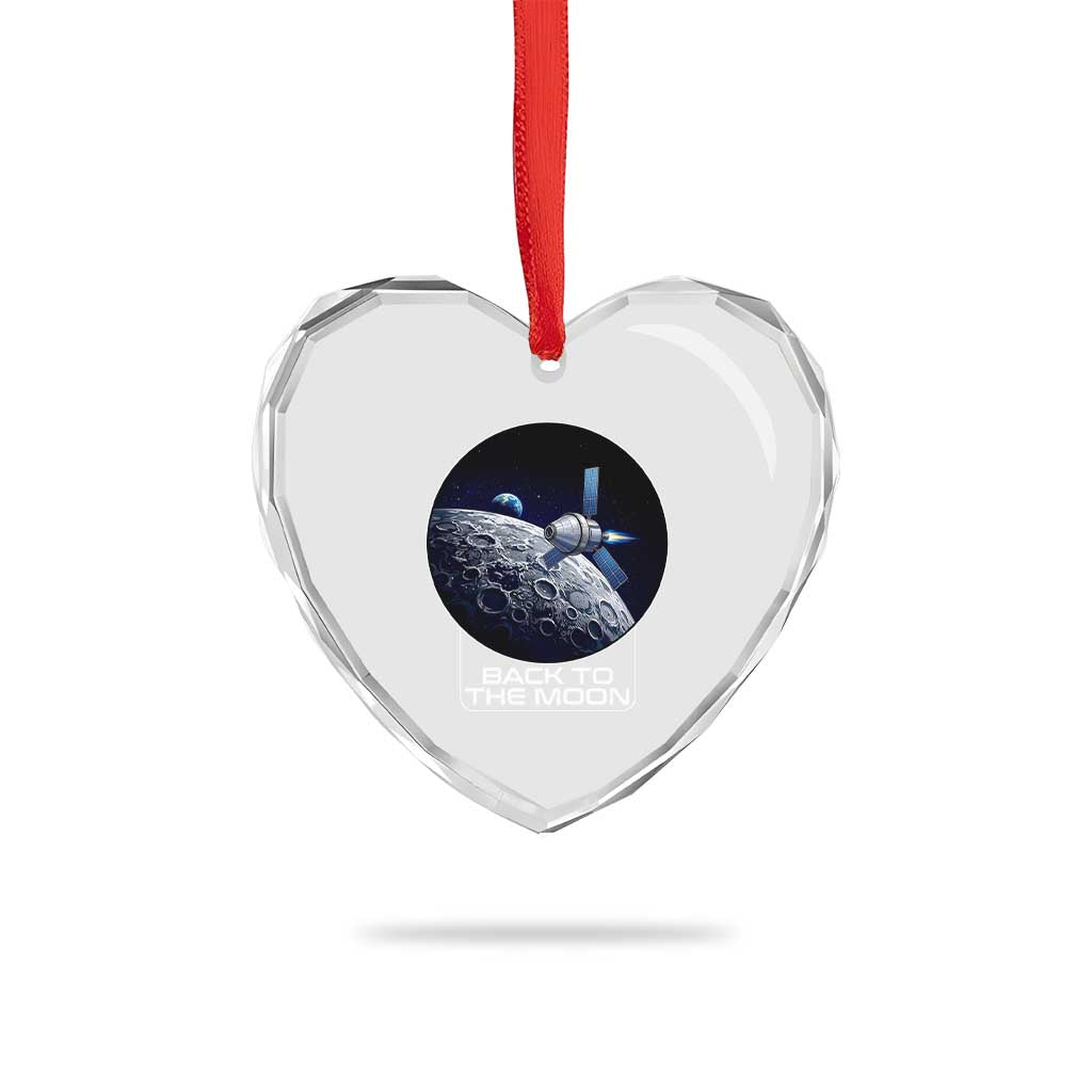 Back To The Moon Heart Crystal Glass Ornament Lunar Mission Astronaut Space Lover TS12 Print Your Wear