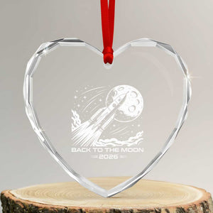 Back To The Moon Heart Crystal Glass Ornament Space Exploration Moon Journey 2026 TS12 Transparent Glass 3'' Heart Print Your Wear