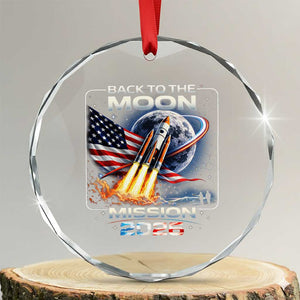 Back To The Moon Mission 2026 Crystal Glass Ornament Rocket Launch Moon Space Program TS11 Transparent Glass 3'' Circle Print Your Wear