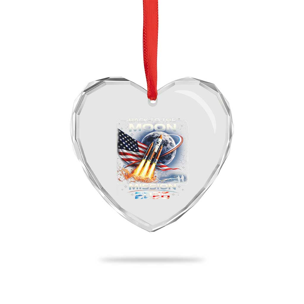 Back To The Moon Mission 2026 Heart Crystal Glass Ornament Rocket Launch Moon Space Program TS11 Print Your Wear