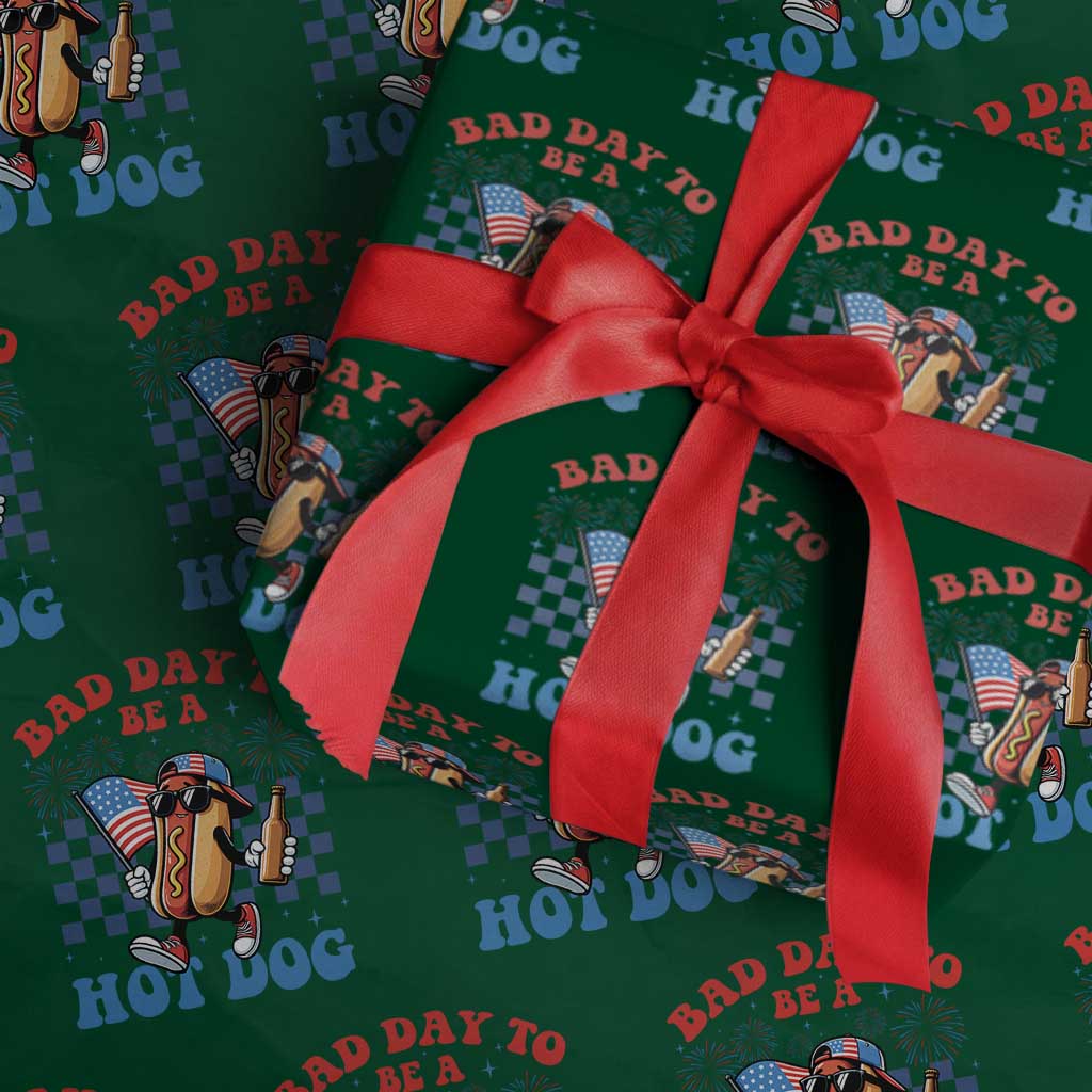 Bad Day To Be A Hot Dog 4th of July Wrapping Paper Roll Funny BBQ Grilling