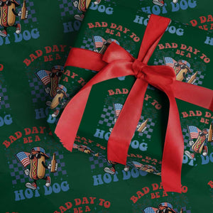 Bad Day To Be A Hot Dog 4th of July Wrapping Paper Roll Funny BBQ Grilling