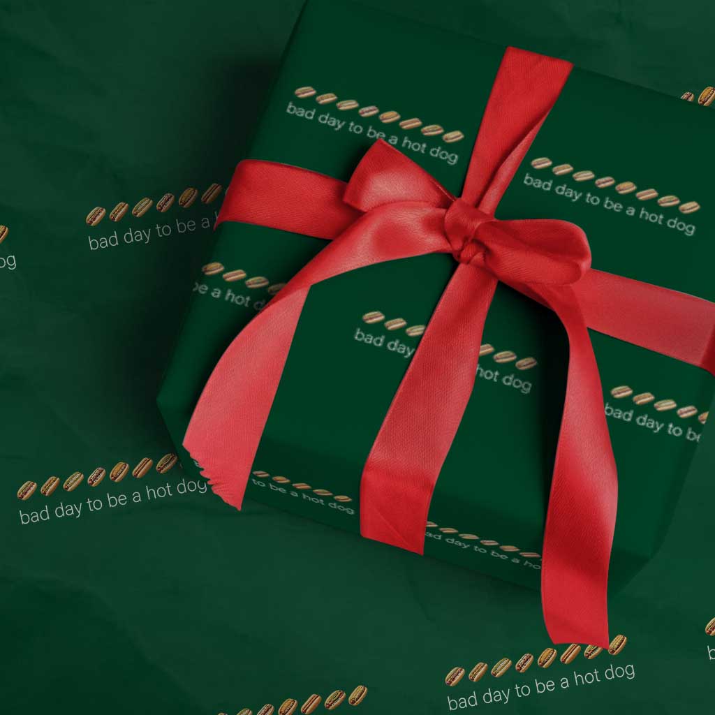 Bad Day To Be A Hot Dog Wrapping Paper Roll Funny US Regional Hotdog Styles TS11 Green Print Your Wear