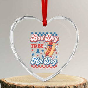Bad Day To Be A Hot Dog Heart Crystal Glass Ornament Hotdog Lover Wiener 4th Of July TS10 Transparent Glass 3'' Heart Print Your Wear