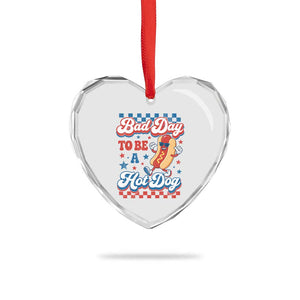 Bad Day To Be A Hot Dog Heart Crystal Glass Ornament Hotdog Lover Wiener 4th Of July TS10 Print Your Wear