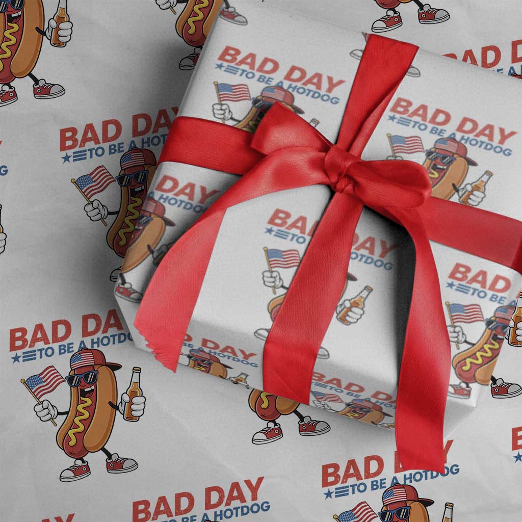 Bad Day To Be A Hot Dog Wrapping Paper Roll Funny BBQ Grilling 4th of July TS11 White Print Your Wear