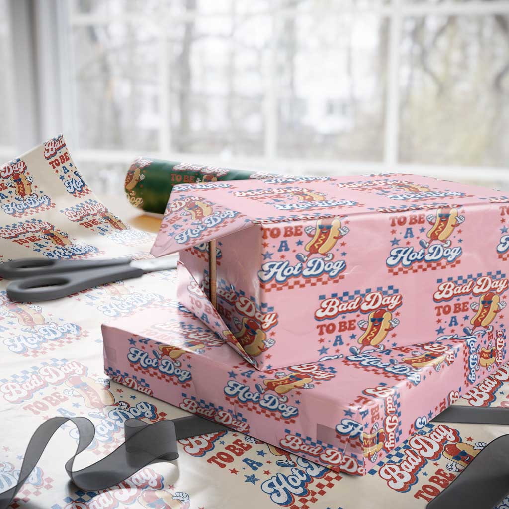 Bad Day To Be A Hot Dog Wrapping Paper Roll Hotdog Lover Wiener 4th Of July TS10 Light Pink Print Your Wear