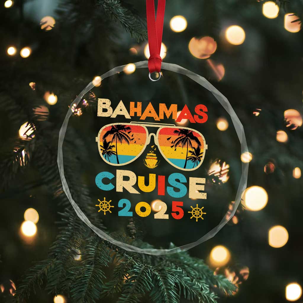 Bahamas Cruise Crystal Glass Ornament Cruisin Together Matching Family Cruise 2025 TS10 Print Your Wear