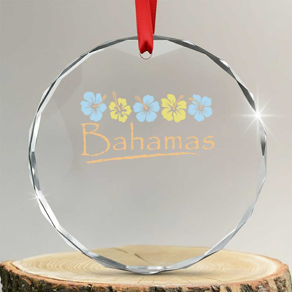 Bahamas Crystal Glass Ornament Hibiscus Flower Summer Beachy Vacation TS10 Transparent Glass 3'' Circle Print Your Wear