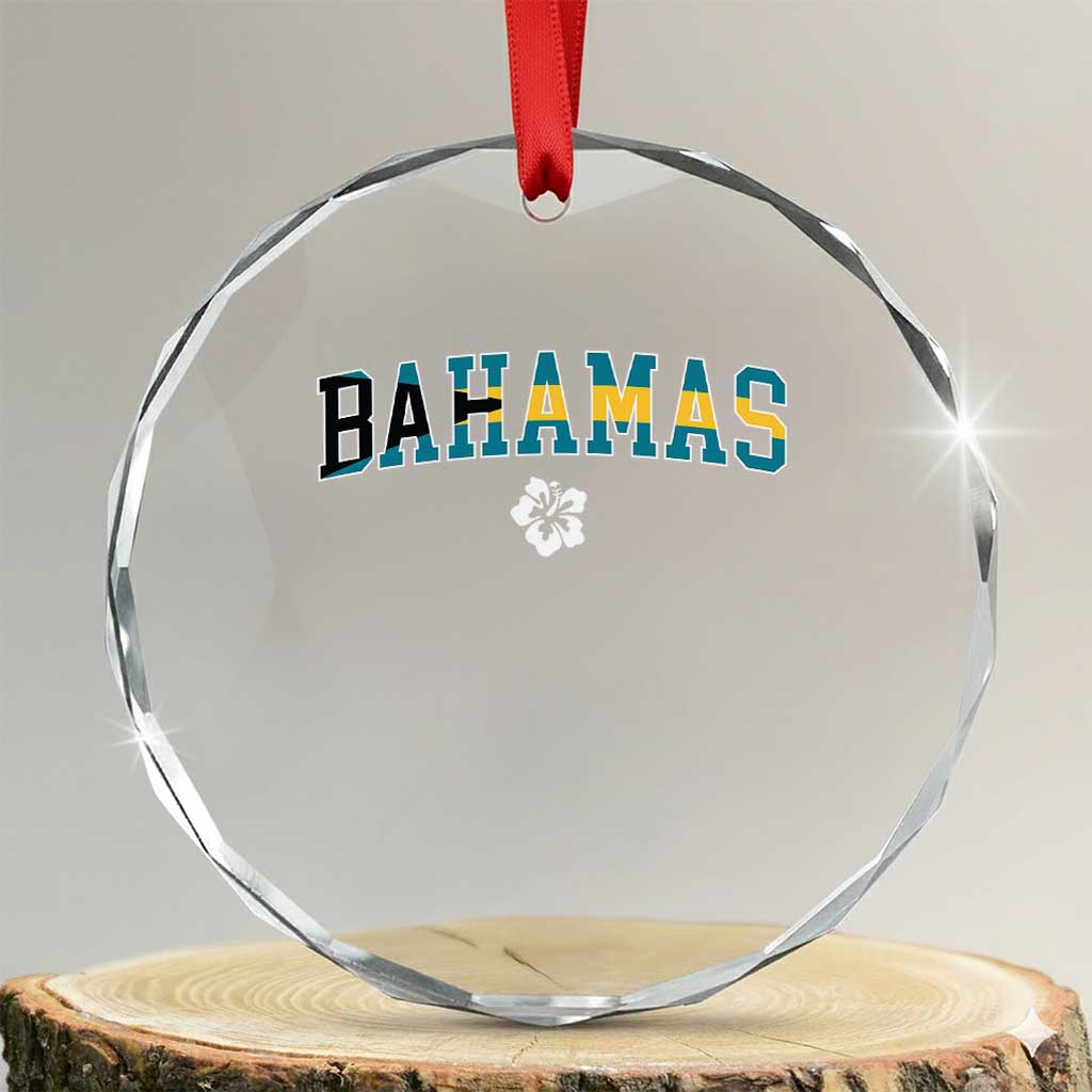 Bahamas Flag Crystal Glass Ornament Caribbean Hibiscus Flower Beach Summer Vacation TS10 Transparent Glass 3'' Circle Print Your Wear