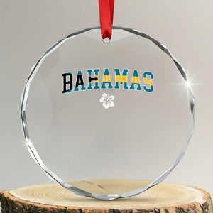 Bahamas Flag Crystal Glass Ornament Caribbean Hibiscus Flower Beach Summer Vacation TS10 Transparent Glass 3'' Circle Print Your Wear