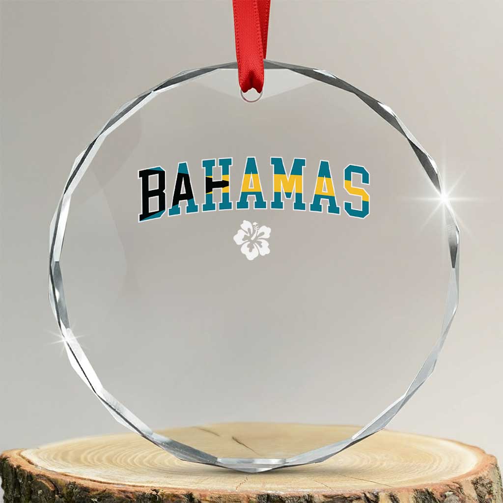 Bahamas Flag Crystal Glass Ornament Caribbean Hibiscus Flower Beach Summer Vacation TS10 Transparent Glass 3'' Circle Print Your Wear