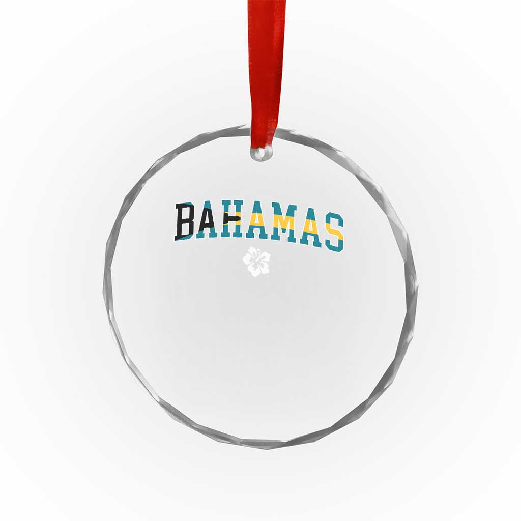 Bahamas Flag Crystal Glass Ornament Caribbean Hibiscus Flower Beach Summer Vacation TS10 Transparent Glass 3'' Circle Print Your Wear