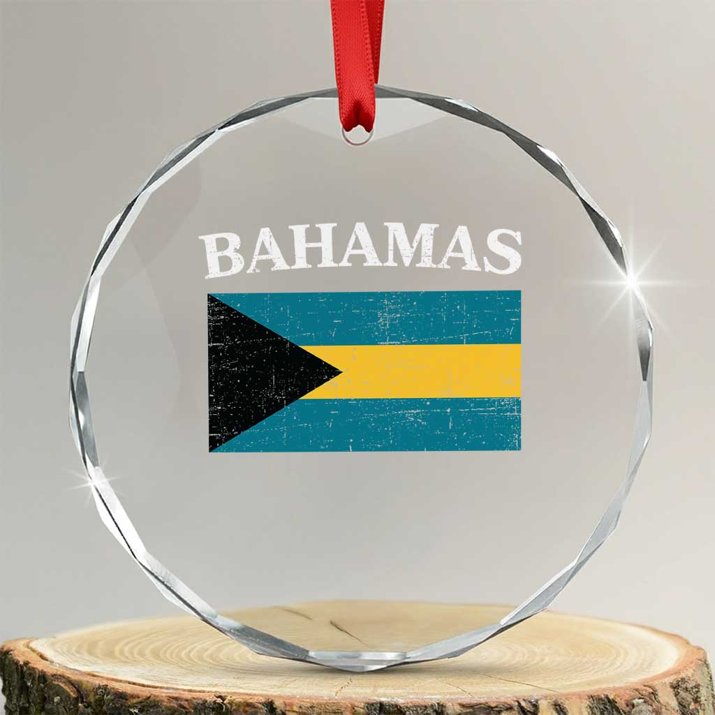 Bahamas Flag Crystal Glass Ornament Retro Vintage Bahamian Gifts TS10 Transparent Glass 3'' Circle Print Your Wear