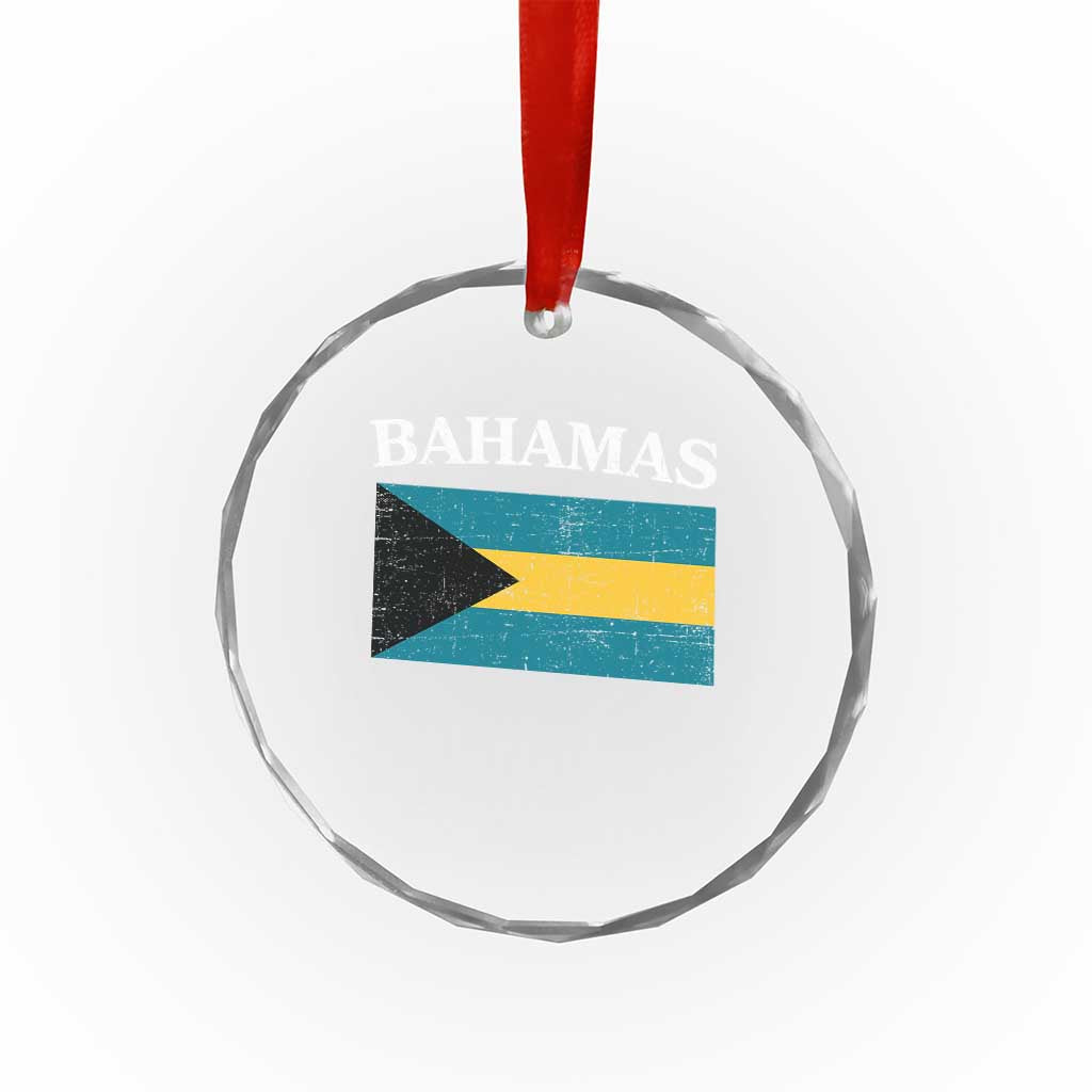Bahamas Flag Crystal Glass Ornament Retro Vintage Bahamian Gifts TS10 Transparent Glass 3'' Circle Print Your Wear