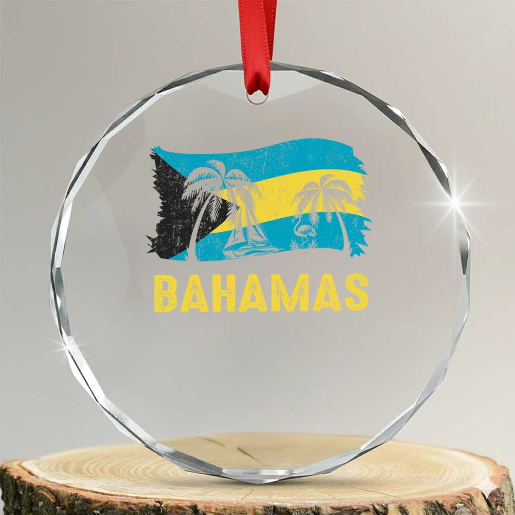 Bahamas Flag Crystal Glass Ornament Tropical Island Palm Trees Bahamian Gifts TS10 Transparent Glass 3'' Circle Print Your Wear